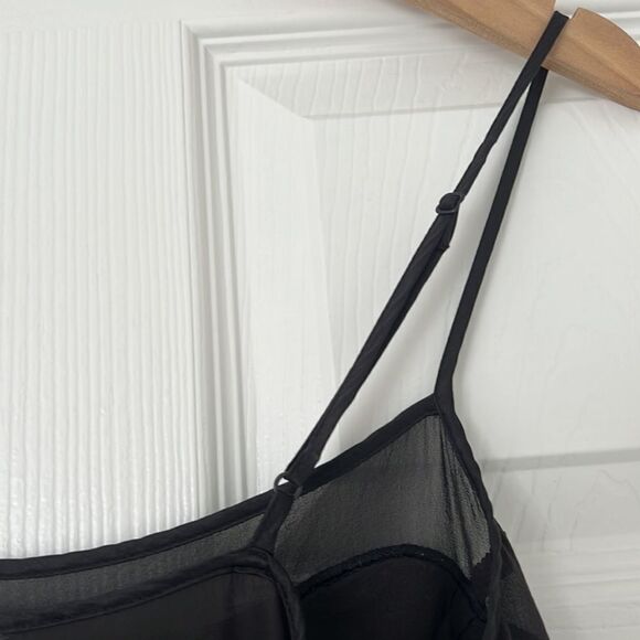 Sexy silk black chiffon velvet tank top Sz Medium - Picture 8 of 8